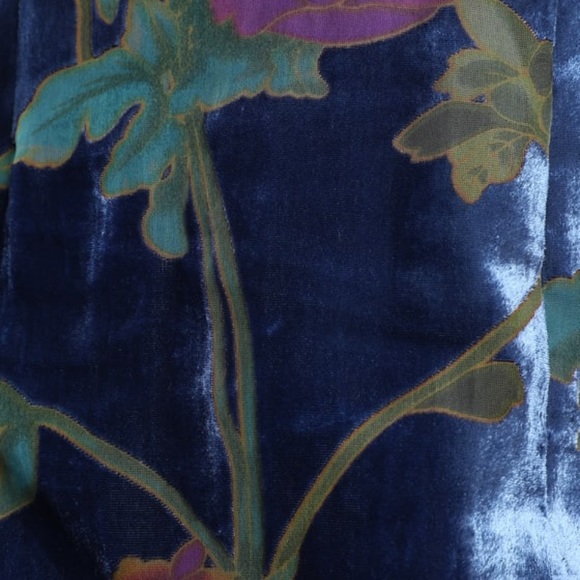 NWT Lulus Evenings with You Blue Floral Asymmetrical Velvet Dress - Picture 6 of 7